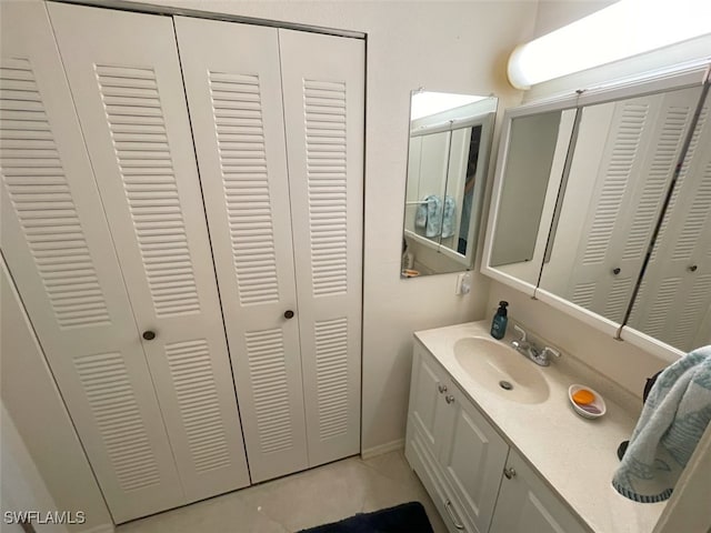 6300 S Pointe Blvd Unit 459, Fort Myers, FL 33919 - bathroom with a closet, vanity, and tile patterned floors