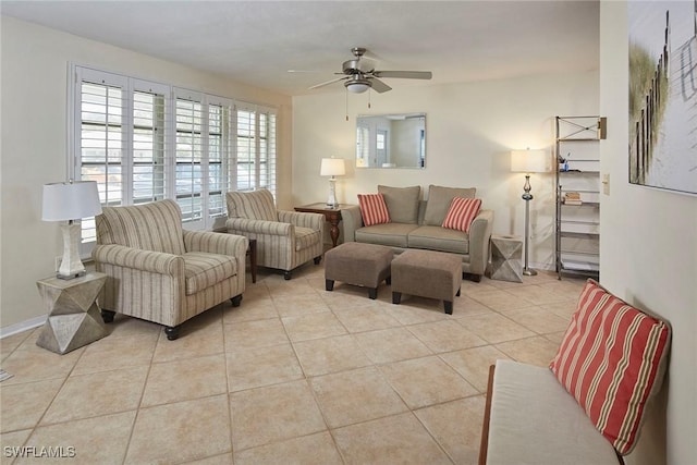 1721 Smugglers Cv, Naples, FL 34112 - living room with light tile patterned floors and ceiling fan