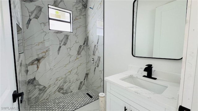 2503 46th St SW, Lehigh Acres, FL 33976 - bathroom with vanity and a marble finish shower