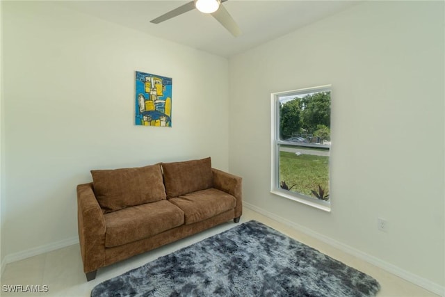 595 Carolina Ave, Fort Myers, FL 33905 - living area featuring a ceiling fan and baseboards