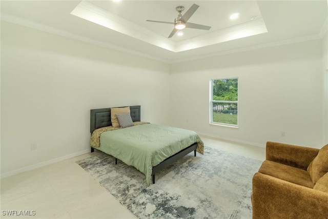 595 Carolina Ave, Fort Myers, FL 33905 - bedroom featuring a raised ceiling, crown molding, ceiling fan, and recessed lighting
