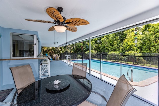 211 W Flamingo Cir, Marco Island, FL 34145 - view of swimming pool featuring ceiling fan and stairway