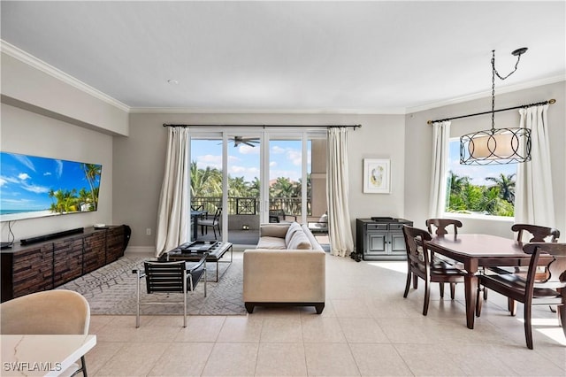 2738 Tiburon Blvd E Unit B406, Naples, FL 34109 - living room with crown molding and light tile patterned floors