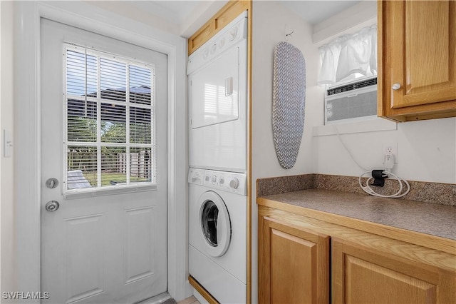 782 107th Ave N, Naples, FL 34108 - washroom featuring stacked washer / drying machine and cabinet space