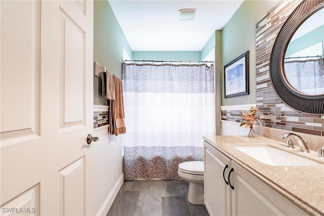 15139 Ligustrum Ln, Alva, FL 33920 - full bathroom featuring vanity, a shower with shower curtain, and tasteful backsplash