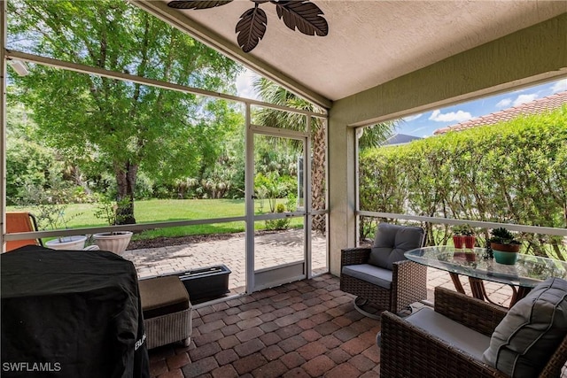 15139 Ligustrum Ln, Alva, FL 33920 - sunroom with ceiling fan and lofted ceiling