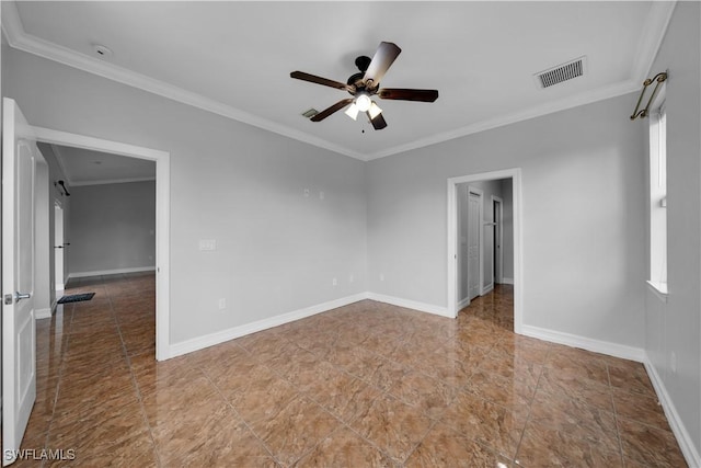 902 E 10th St, Lehigh Acres, FL 33972 - empty room featuring a ceiling fan and crown molding