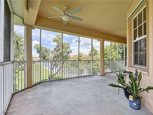 14031 W Hyde Park Dr Unit 201, Fort Myers, FL 33912 - unfurnished sunroom featuring ceiling fan