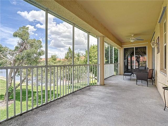 14031 W Hyde Park Dr Unit 201, Fort Myers, FL 33912 - sunroom featuring a ceiling fan