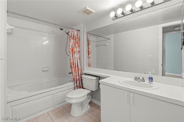 8851 Colonnades Ct W Unit 128, Bonita Springs, FL 34135 - full bathroom featuring shower / tub combo with curtain, tile patterned floors, and vanity