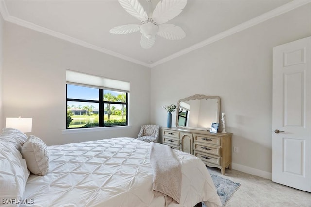 6787 Winding Cypress Dr, Naples, FL 34114 - bedroom featuring crown molding and ceiling fan