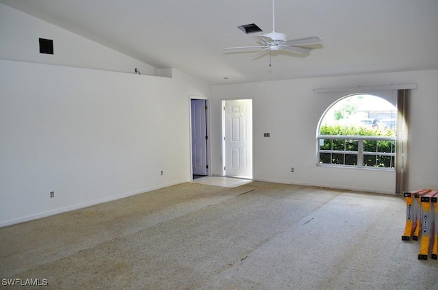 3808 27th St SW, Lehigh Acres, FL 33976 - empty room featuring lofted ceiling, carpet, and ceiling fan