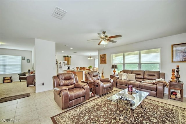 3200 Birch Tree Ln, Alva, FL 33920 - living room featuring ceiling fan and light tile patterned flooring