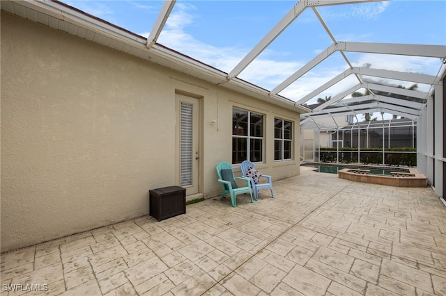 2628 Fairmont Cove Ct, Cape Coral, FL 33991 - unfurnished sunroom with lofted ceiling and a hot tub