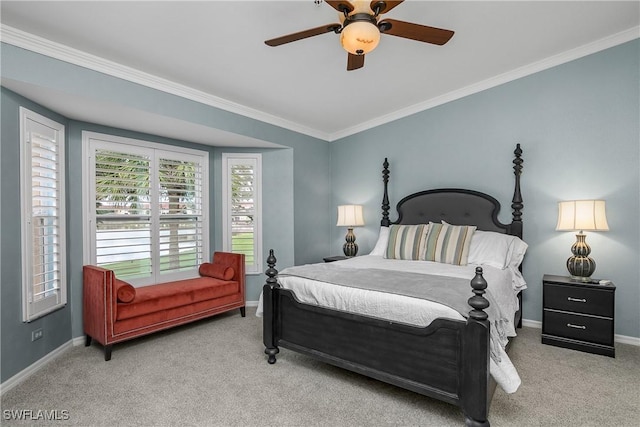 2770 Cypress Trace Cir Unit 2428, Naples, FL 34119 - carpeted bedroom featuring crown molding and a ceiling fan