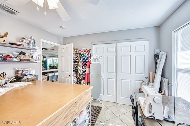 4512 SW 20th Ave, Cape Coral, FL 33914 - office with a ceiling fan and light tile patterned floors