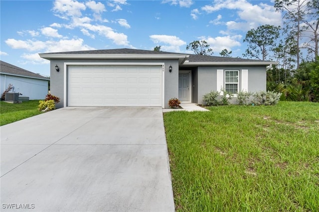 849 Haleybury St, Port Charlotte, FL 33948 - single story home with stucco siding, driveway, an attached garage, and a front yard