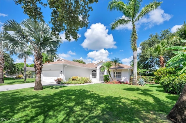 973 Summerfield Dr, Naples, FL 34120 - view of front of property featuring an attached garage, stucco siding, a front yard, and concrete driveway