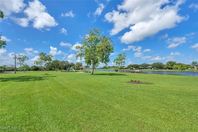 973 Summerfield Dr, Naples, FL 34120 - view of home's community featuring a water view and a lawn