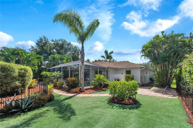 973 Summerfield Dr, Naples, FL 34120 - rear view of property with stucco siding and glass enclosure
