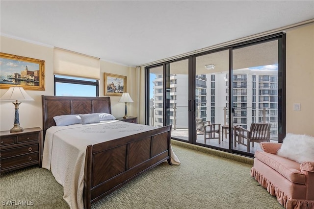 176 S Collier Blvd Unit 1107, Marco Island, FL 34145 - bedroom with carpet flooring, access to outside, and ornamental molding