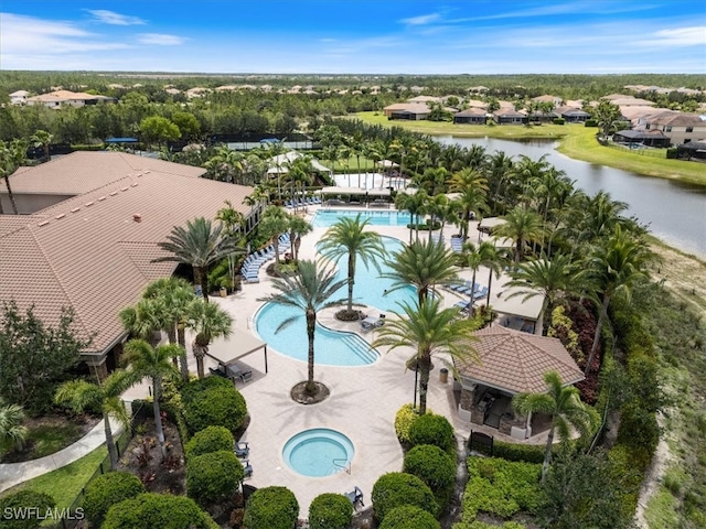 3051 Hudson Ter, Naples, FL 34119 - aerial view of residential area featuring a pool and a large body of water