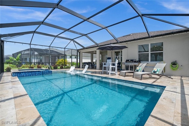 42243 Edgewater Dr, Punta Gorda, FL 33982 - view of pool with a patio area, a pool with connected hot tub, and a lanai