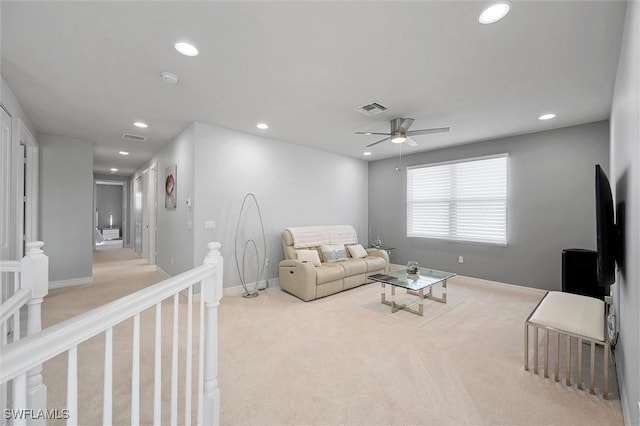 4692 Kensington Cir, Naples, FL 34119 - carpeted living room featuring recessed lighting and ceiling fan