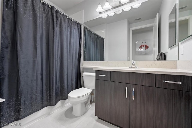 4692 Kensington Cir, Naples, FL 34119 - bathroom featuring tile patterned flooring, vanity, and a shower with shower curtain