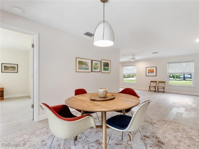 3704 Blue Heron Dr, Fort Myers, FL 33908 - dining space featuring light wood-style flooring and a ceiling fan