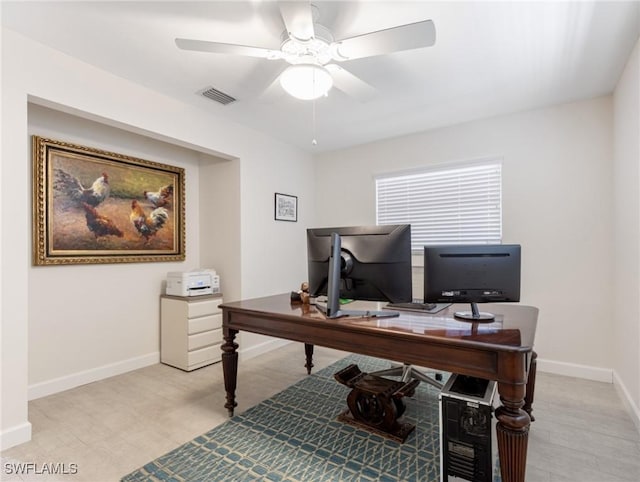 3704 Blue Heron Dr, Fort Myers, FL 33908 - home office with ceiling fan and baseboards