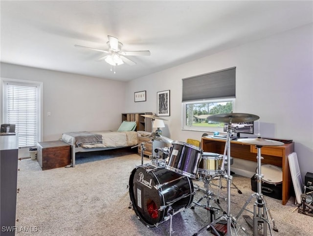 3704 Blue Heron Dr, Fort Myers, FL 33908 - bedroom featuring multiple windows, carpet flooring, and a ceiling fan