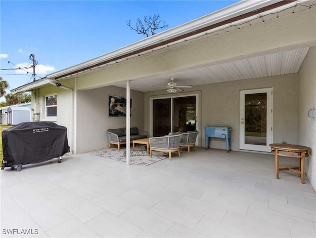 3704 Blue Heron Dr, Fort Myers, FL 33908 - view of patio featuring grilling area, a ceiling fan, and an outdoor living space