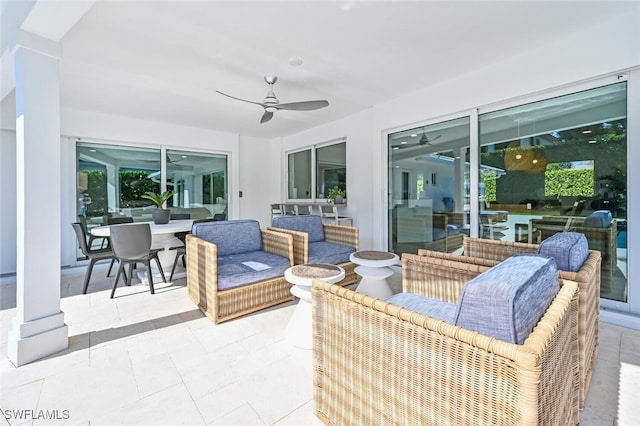 646 Park Shore Dr, Naples, FL 34103 - view of patio with a ceiling fan, outdoor dining space, and an outdoor living space