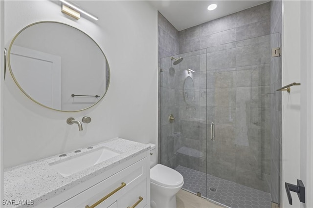 3801 14th St W, Lehigh Acres, FL 33971 - full bath with vanity, a stall shower, and recessed lighting