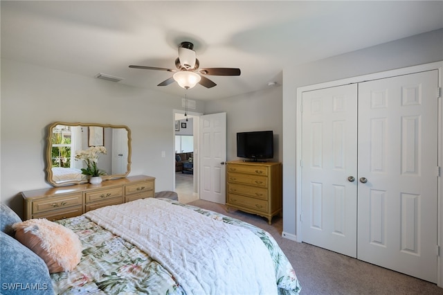 2804 NW 6th St, Cape Coral, FL 33993 - bedroom featuring carpet flooring, a closet, and a ceiling fan