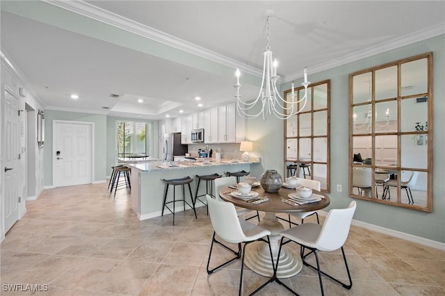 14040 Heritage Landing Blvd Unit 115, Punta Gorda, FL 33955 - dining space with a chandelier, ornamental molding, and recessed lighting