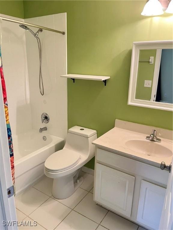 8241 Pacific Beach Dr, Fort Myers, FL 33966 - full bath featuring vanity, tile patterned floors, and shower / tub combo with curtain