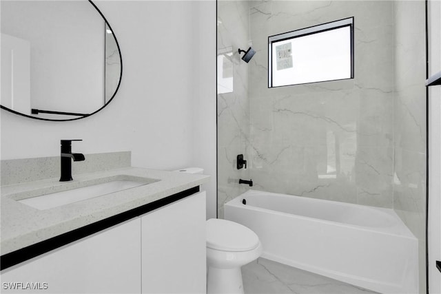 2616 42nd St W, Lehigh Acres, FL 33971 - bathroom with marble finish flooring, vanity, and shower / bathtub combination