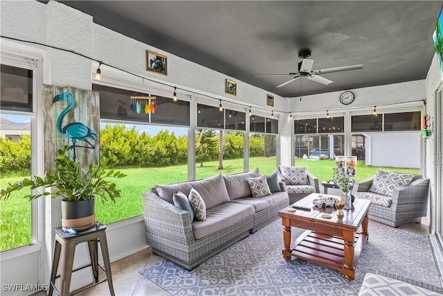 22 NW 14th Ave, Cape Coral, FL 33993 - sunroom / solarium featuring an outdoor living space and a ceiling fan