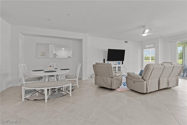 14818 Birchwood Ct Unit 6412, Punta Gorda, FL 33955 - living area featuring light tile patterned floors and ceiling fan