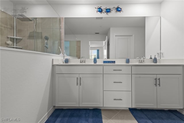 14818 Birchwood Ct Unit 6412, Punta Gorda, FL 33955 - full bath with double vanity, a tile shower, and tile patterned flooring