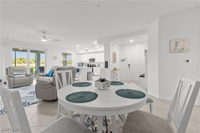 14818 Birchwood Ct Unit 6412, Punta Gorda, FL 33955 - dining space with light tile patterned floors, recessed lighting, and ceiling fan