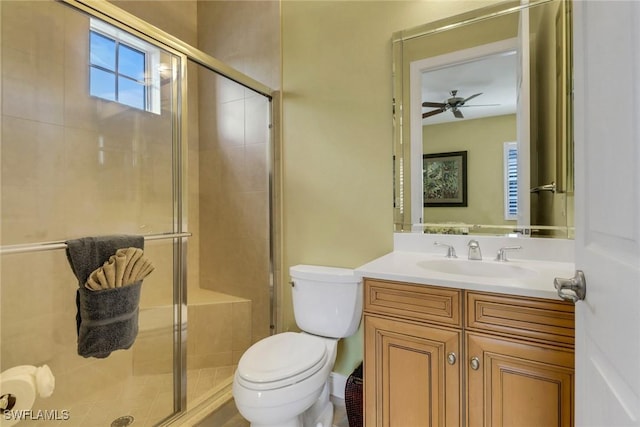 713 Regency Reserve Cir Unit 5903, Naples, FL 34119 - bathroom featuring vanity, a shower stall, and ceiling fan