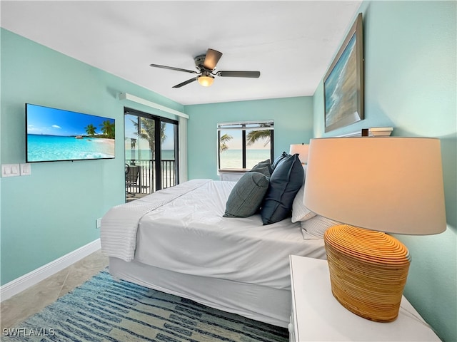 4770 Estero Blvd Unit 203, Fort Myers Beach, FL 33931 - bedroom featuring access to outside and ceiling fan