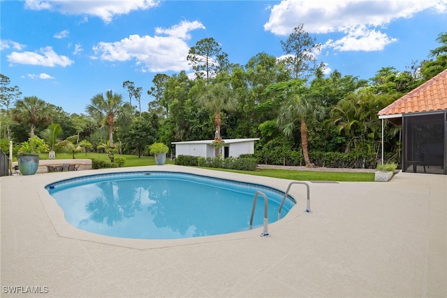 3270 14th Ave NE, Naples, FL 34120 - swimming pool with a patio area and view of scattered trees