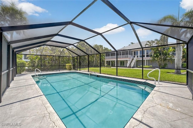 6120 Henderson Rd, Sanibel, FL 33957 - swimming pool featuring a yard, stairway, and a patio