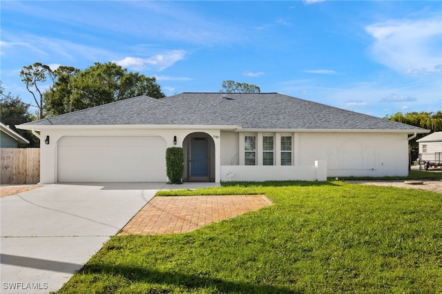 19897 Midway Blvd, Port Charlotte, FL 33948 - ranch-style house featuring stucco siding, a garage, concrete driveway, and roof with shingles