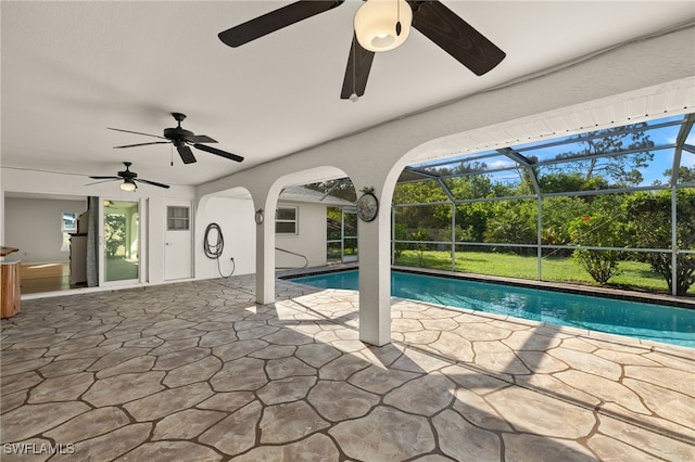 19897 Midway Blvd, Port Charlotte, FL 33948 - swimming pool with ceiling fan, a patio, and a lanai