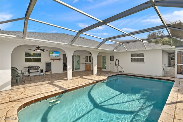 19897 Midway Blvd, Port Charlotte, FL 33948 - swimming pool with a patio area, ceiling fan, and a lanai